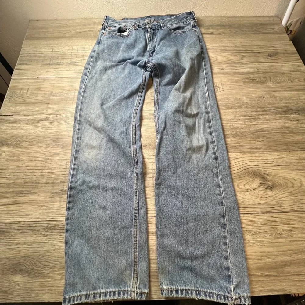 Levi's 505 Regular Fit Jeans Mens 36x34 Blue Straight Leg Denim Pants Classic